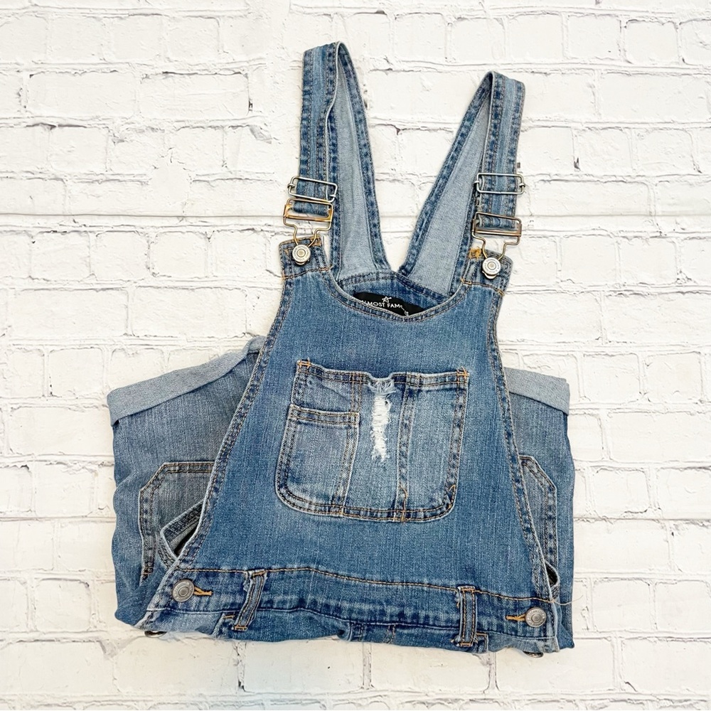 Almost Famous Blue Denim Shorts Overalls